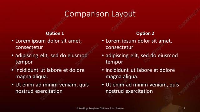 Comparison presentation slide layout