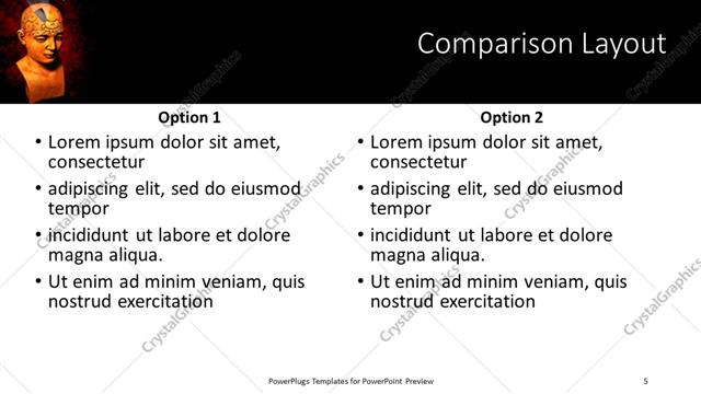 Comparison presentation slide layout