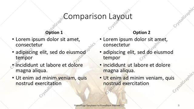 Comparison presentation slide layout