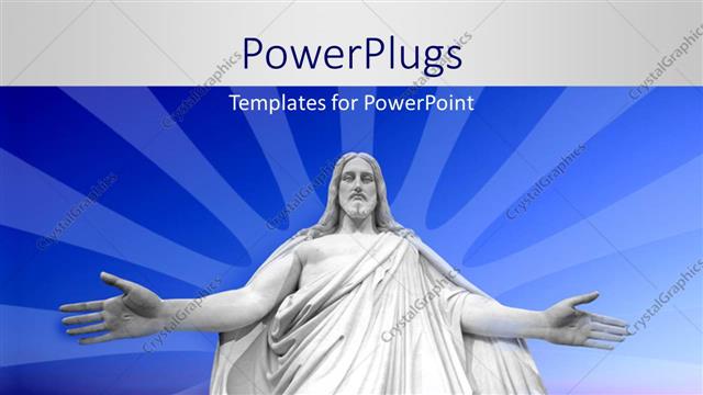  Presentation with jesus christ - Statue of Jesus Christ with outstretched hands over blue background