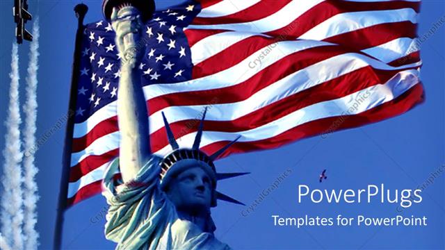  Presentation with flight - Statue of liberty, American flag, fighter jets