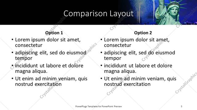 Comparison presentation slide layout