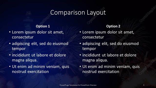 Comparison presentation slide layout