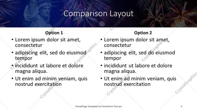 Comparison presentation slide layout
