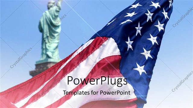  Presentation with american flag - The Statue of Liberty and a rolled American flag