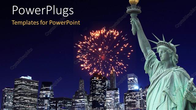  Presentation with liberty - The statue of liberty with skyscrapers in the background