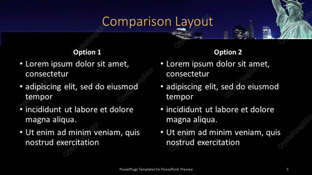 Comparison presentation slide layout