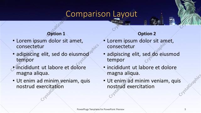 Comparison presentation slide layout