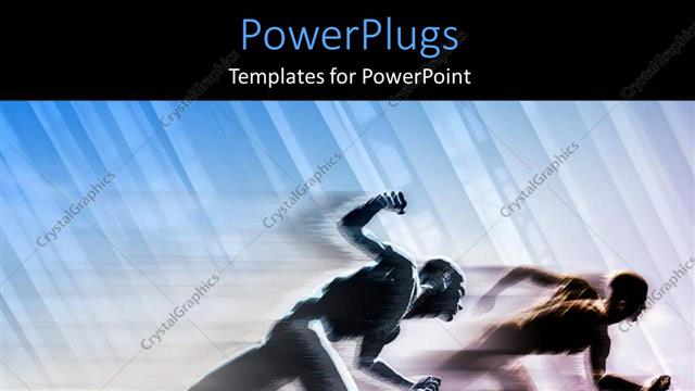  Presentation with finish line - Statue of two people running towards finish line in competition