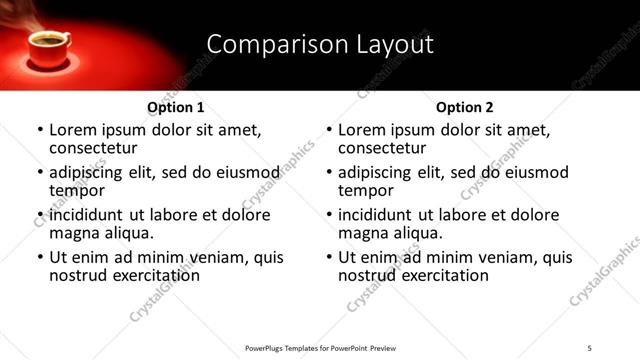 Comparison presentation slide layout