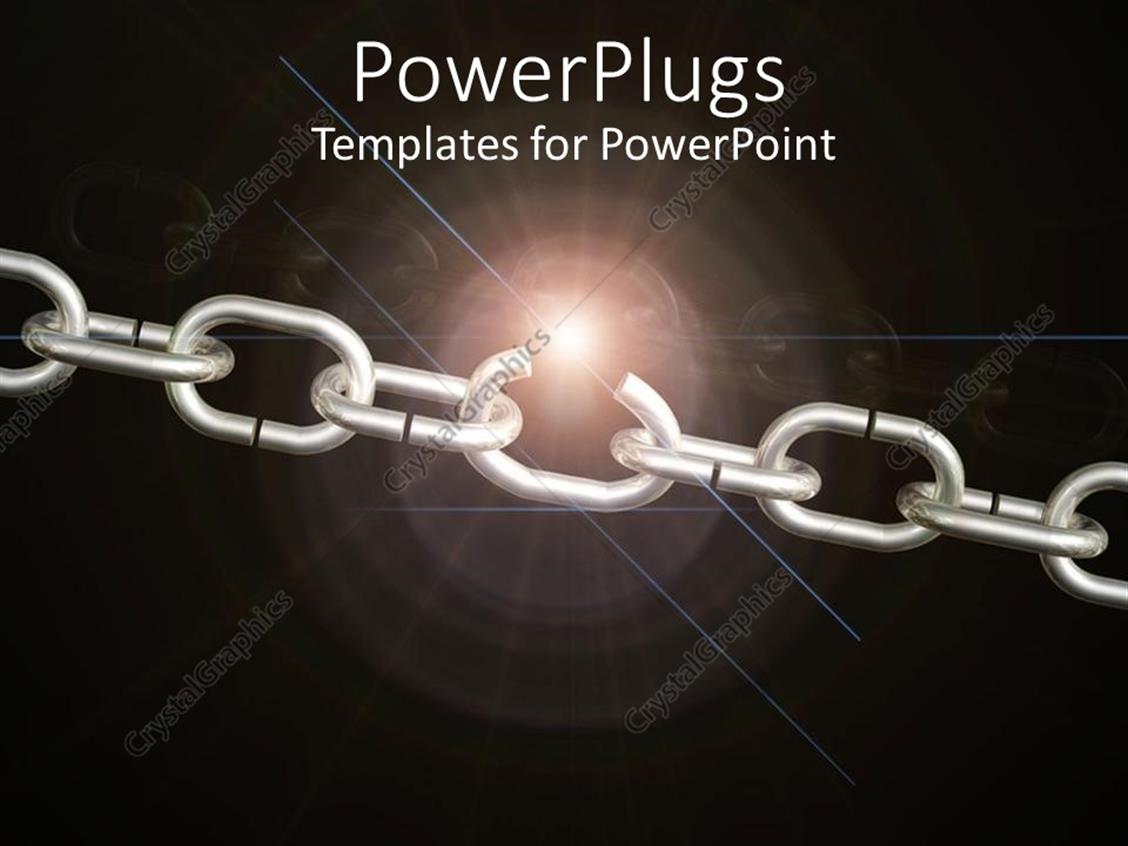 PowerPoint Template a steel chain with blackish background (30950)