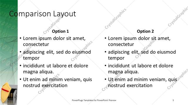 Comparison presentation slide layout