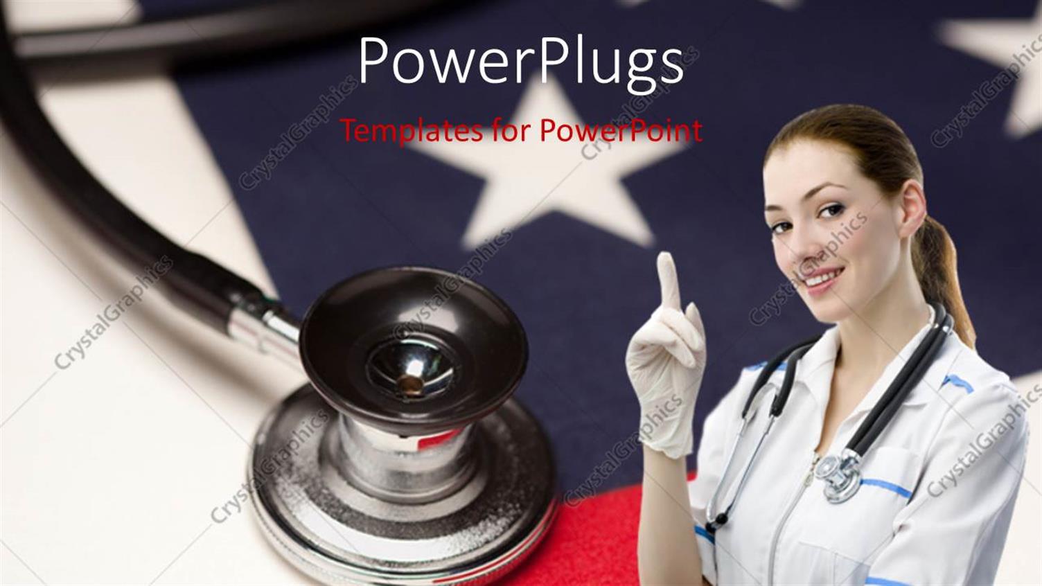Featuring Stethoscope on American Flag with Beautiful Nurse in Surgical Gloves