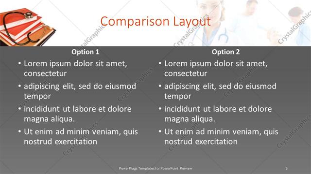 Comparison presentation slide layout