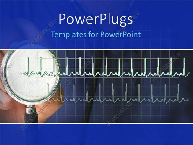  Presentation with cardiology - Stethoscope with heart rhythm EKG, cardiology, medicine, medical, heart