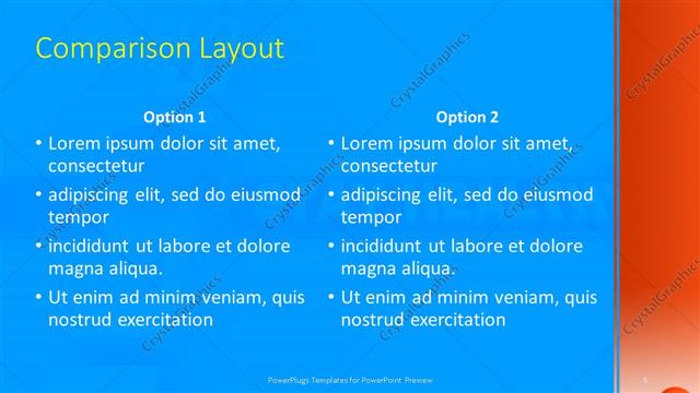 Comparison presentation slide layout