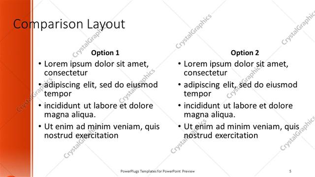 Comparison presentation slide layout