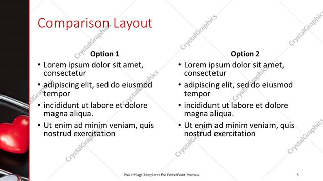 Comparison presentation slide layout