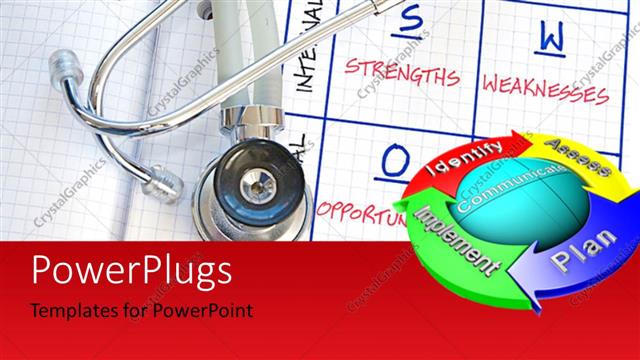  Presentation with risk - A stethoscope with a report card and a circle