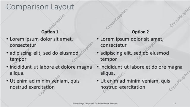Comparison presentation slide layout