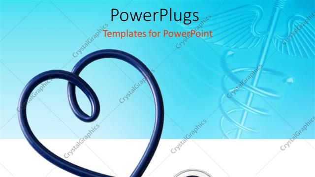  Presentation with medical caduceus - Stethoscope in the shape of a heart with medical caduceus symbol in the background