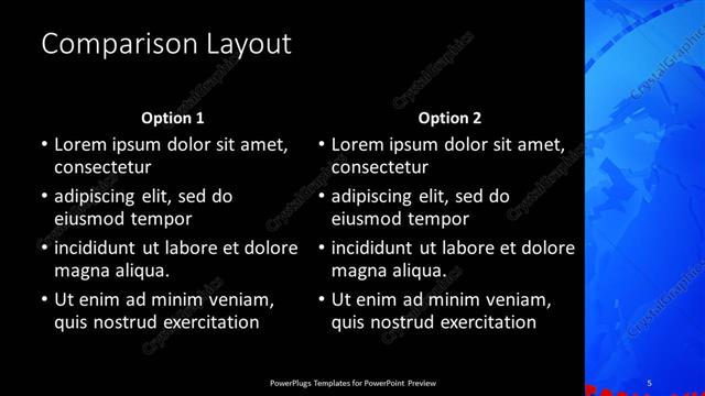 Comparison presentation slide layout