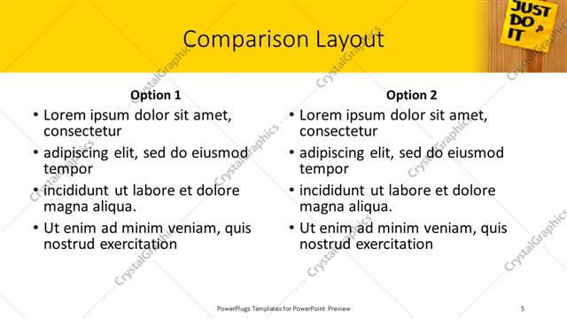 Comparison presentation slide layout