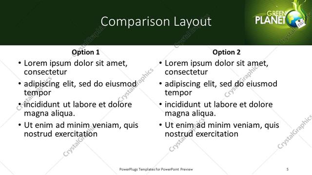 Comparison presentation slide layout