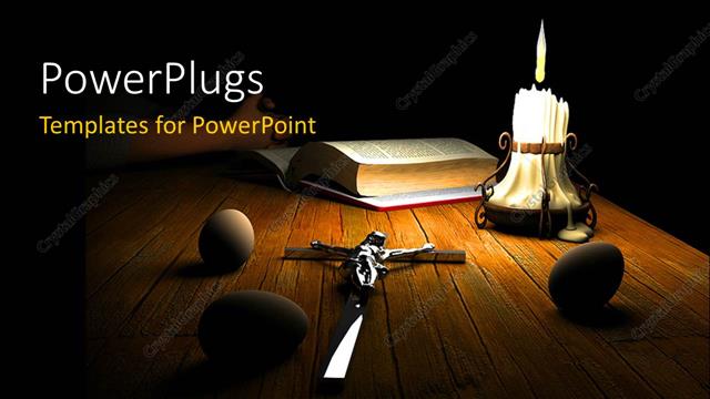  Presentation with crucifix - A table of a Christian with darkness in background