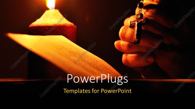  Presentation with black prayer - Still life with candle prayer book and prayer hands with black color