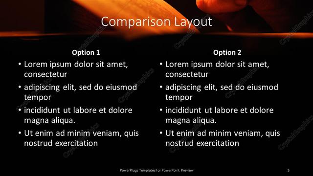 Comparison presentation slide layout