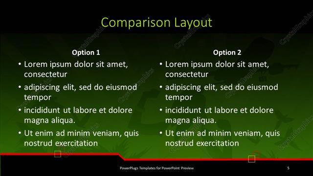 Comparison presentation slide layout