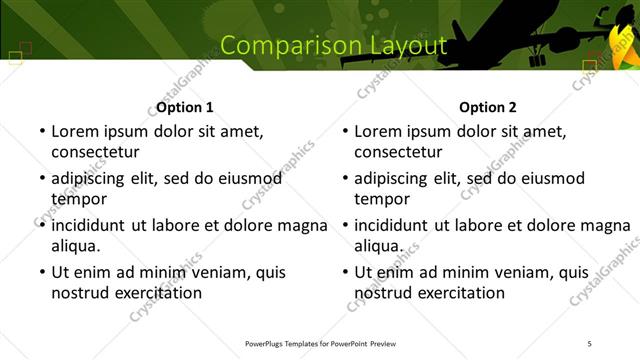 Comparison presentation slide layout