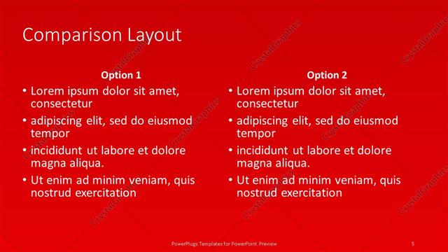 Comparison presentation slide layout