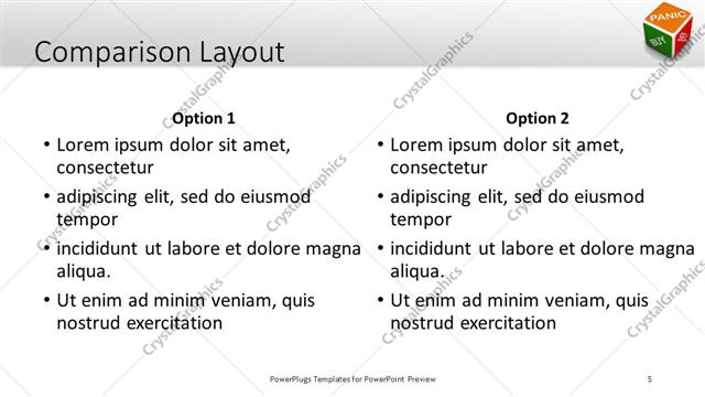 Comparison presentation slide layout