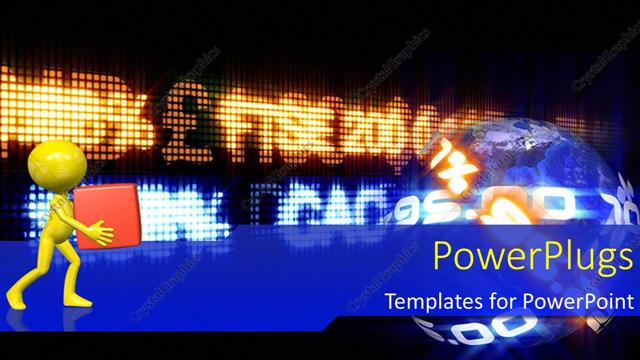  Presentation with character - A 3D character carrying a red box on a graphical background