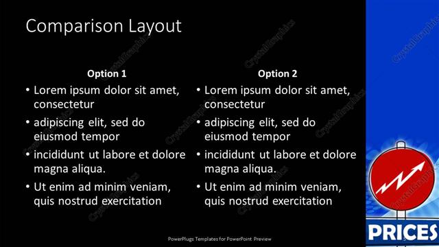 Comparison presentation slide layout