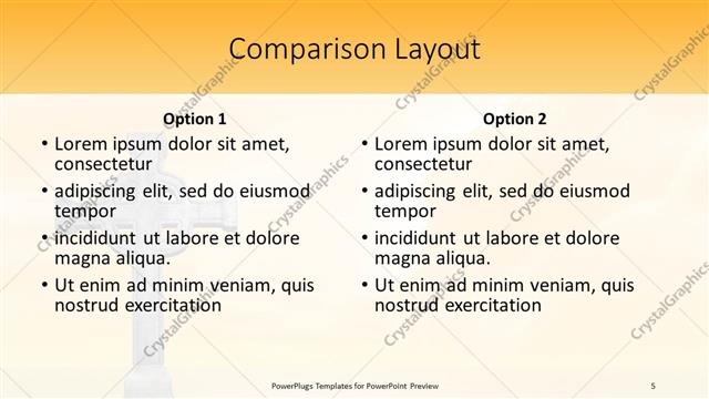 Comparison presentation slide layout