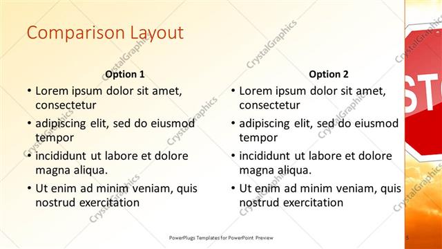 Comparison presentation slide layout