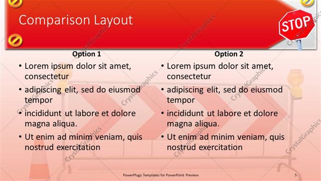 Comparison presentation slide layout