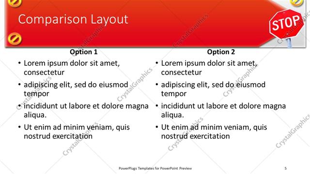 Comparison presentation slide layout