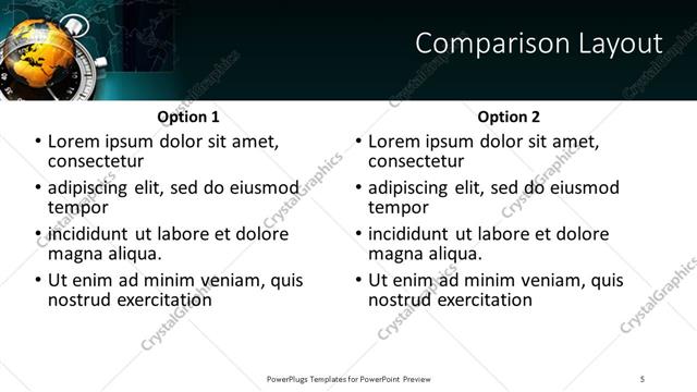 Comparison presentation slide layout
