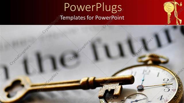  Presentation with planning - Stop watch and skeleton key sitting on blurred newspaper with red frame