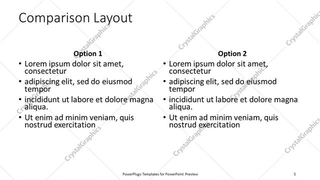 Comparison presentation slide layout