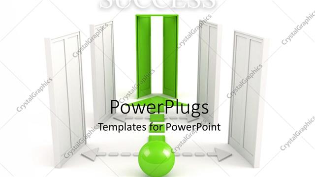  Presentation with way - Straight green path to success door with side distracting doors