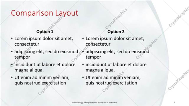 Comparison presentation slide layout