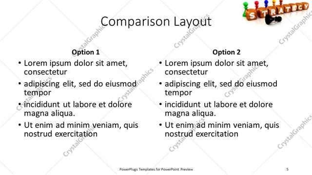 Comparison presentation slide layout