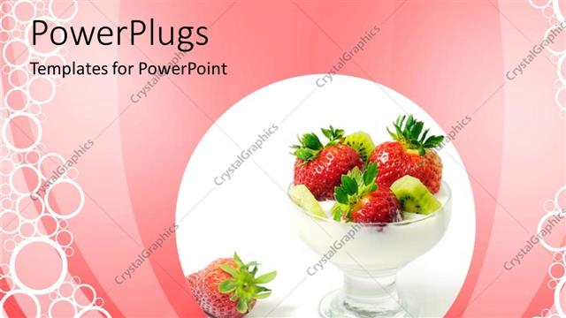 Presentation with strawberries - Strawberries in a glass cup on a pink background