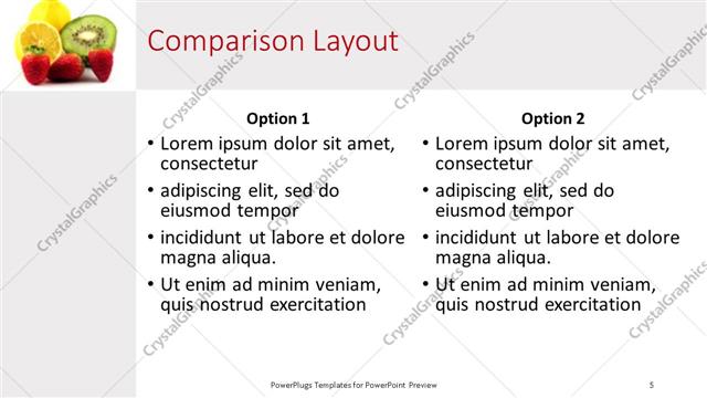 Comparison presentation slide layout
