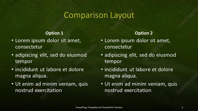 Comparison presentation slide layout